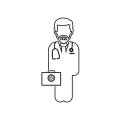 Doctor on duty line icon. Vector EPS.