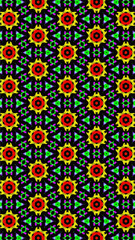Ornate geometric pattern and abstract multicolored background