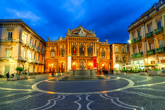 Catania, Sicily island, Italy: The facade of the theater Massimo Bellini