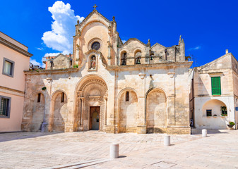 Fototapeta na wymiar Matera, Basilicata, Italy: The medieval church of Saint John the Baptist