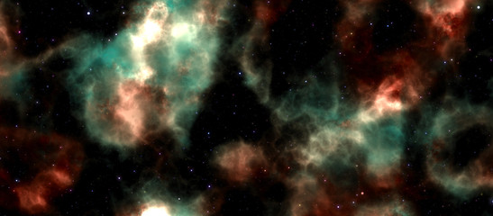 Star field voyage with stars and cosmic space nebula, digital art illustration work.