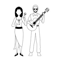 musicians playing instruments, flat design