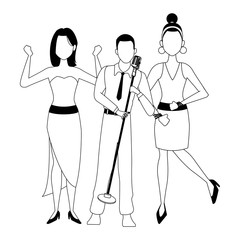 cartoon singer and dancers, flat design