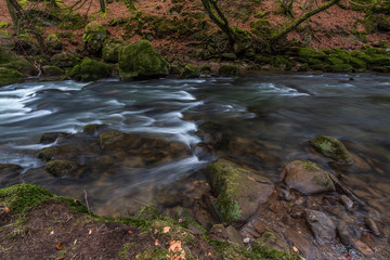 Waterfall in the forest in autumn, Irrel waterfalls