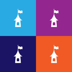 tower with flag silhouette. Element of fairy-tale heroes illustration. Premium quality graphic design icon. Signs and symbols collection icon for websites, web design, mobile app