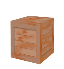 Brown wooden box. vector illustration
