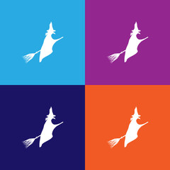 witch on a broomstick silhouette. Element of fairy-tale heroes illustration. Premium quality graphic design icon. Signs and symbols collection icon for websites, web design, mobile