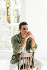 Man being disappointed and deep in thought