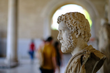 antique greek sculptures on roman forum in Athens