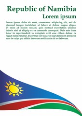 Flag of Namibia, Republic of Namibia. Template for award design, an official document with the flag of Namibia. Bright, colorful vector illustration.