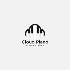 cloud piano logo icon template - vector
