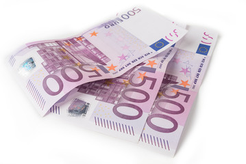 500 euros bill on a white background