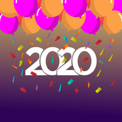 Happy New Year 2020 design concept with numbers. Vector illustration for print, banner, advert, web, decoration, greeting card