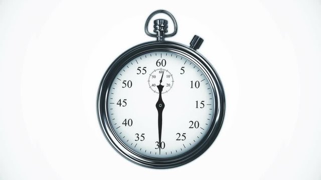 Analogue chronometer stopwatch countdown running