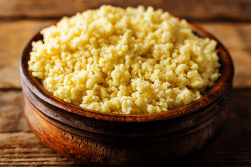 Millet porridge in the bowl