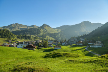 Beautiful view on mountain village Stoos in canton of Schwyz, Switzerland