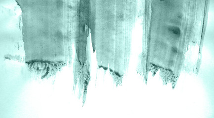 Abstract watercolor background hand-drawn on paper. Volumetric smoke elements. Blue-Green color. For design, web, card, text, decoration, surfaces.