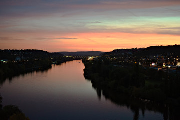 Vltava river in Prague in the evening