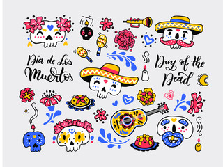 Dia de los Muertos - Day of the Dead - traditional mexican holiday. Vector illustration for invitation, banner, poster, t-shirt print, greeting card. EPS 10.