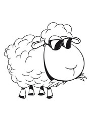 Schaf sonnenbrille Weide fressen doof gras Herde süß lieb Wolle Nutztier grasen witzig 1c