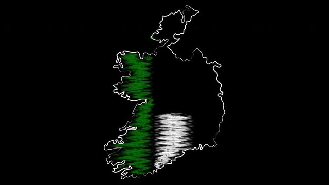 Clonmel ireland coloring the map and flag. Motion design.