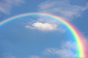 Blue sky and clouds with rainbow