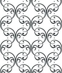 Geometric floral abstract seamless pattern. Linear motif background. Monochrome decoration design - 295378296