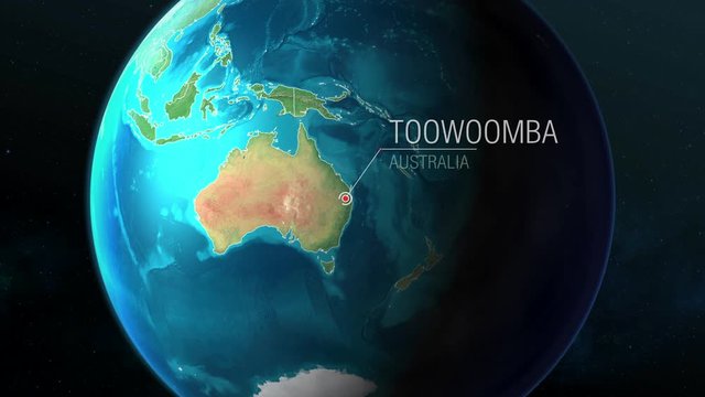 Australia - Toowoomba - Zooming from space to earth