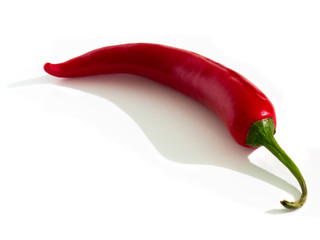 Red chilli pepper isolated on a white background.