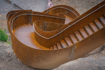 Saint-Nabor, France - 09 17 2019: Green Lane Rosheim St-Nabor. Walkway and gazebo in sheet metal.
