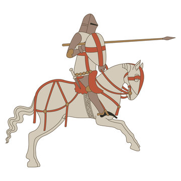 recommend clip art: Medieval rider with spear. Knight in armor riding a horse. Isolated vector illustration.	