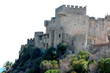 Obraz premium Medieval castle in Italy,Sicily. Tropical background. 
