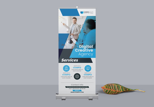 Blue Roll Up Banner Layout