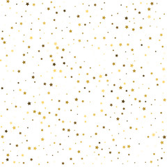 Gold stars. Confetti celebration on white background.
