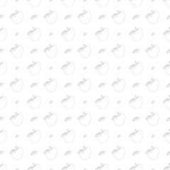 seamless pattern with apples and sheets on white bg