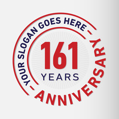 161 years anniversary logo template. One hundred and sixty-one years celebrating logotype. Vector and illustration.