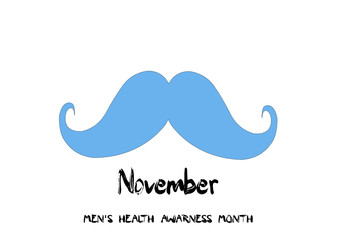 Concept of growing mustaches during the month of November to raise awareness of men's health problems. Moustaches and lettering: 