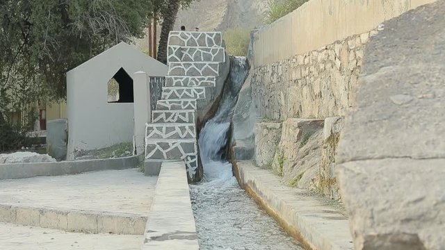 Nizwa, Sultanate of Oman, Middle East. Aflaj Irrigation System in an old omani village, water channels. water supply problems in Central Asia and Africa