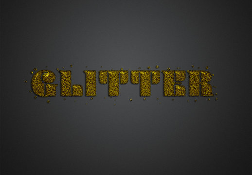 Gold Glitter Text Effect Mockup