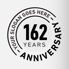 162 years anniversary logo template. One hundred and sixty-two years celebrating logotype. Vector and illustration.