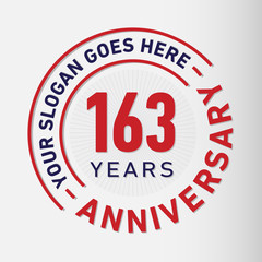163 years anniversary logo template. One hundred and sixty-three years celebrating logotype. Vector and illustration.