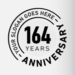 164 years anniversary logo template. One hundred and sixty-four years celebrating logotype. Vector and illustration.