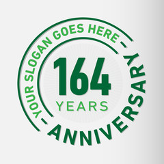 164 years anniversary logo template. One hundred and sixty-four years celebrating logotype. Vector and illustration.