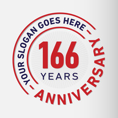 166 years anniversary logo template. One hundred and sixty-six years celebrating logotype. Vector and illustration.