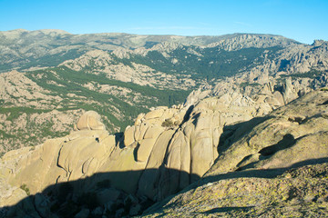Views from the top of a mountain in the national park of the summits of the Sierra de Guadarrama, La Pedriza.