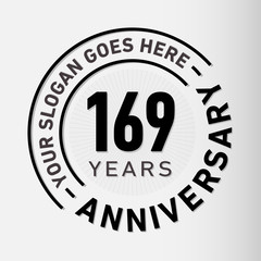 169 years anniversary logo template. One hundred and sixty-nine years celebrating logotype. Vector and illustration.