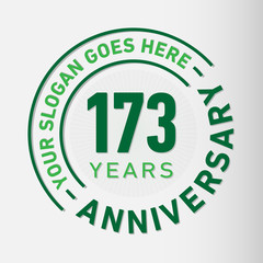 173 years anniversary logo template. One hundred and seventy-three years celebrating logotype. Vector and illustration.