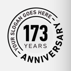 173 years anniversary logo template. One hundred and seventy-three years celebrating logotype. Vector and illustration.