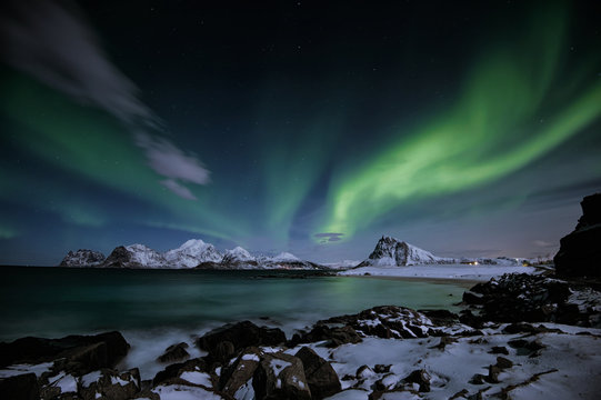 Aurora borealis in Lofoten islands