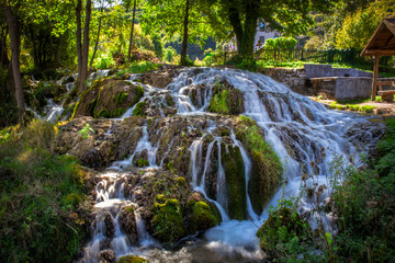 waterfall on Una river in village Martin Brod in Bosnia and Herzegovina